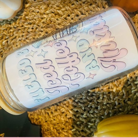 Iced Coffee And Anxiety Glass Cup - Picture 1 of 2